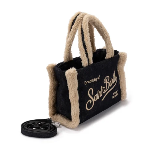 Дамска чанта деним Colette Shearling SAINT BARTH — снимка 5