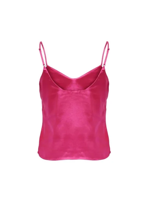 Top Onlmayra Tie Satin Singlet Wvn 15255634 17-2230 TCX carmine rose — снимка 2