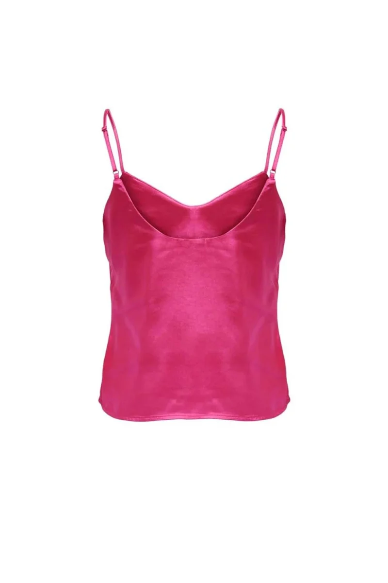 Top Onlmayra Tie Satin Singlet Wvn 15255634 17-2230 TCX carmine rose — снимка 2