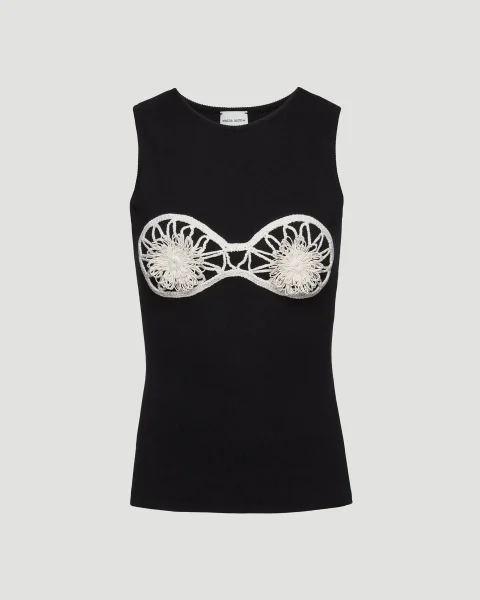 Crochet Bra Tank Top in Black