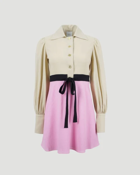 Two-Tone Mini Shirt Dress