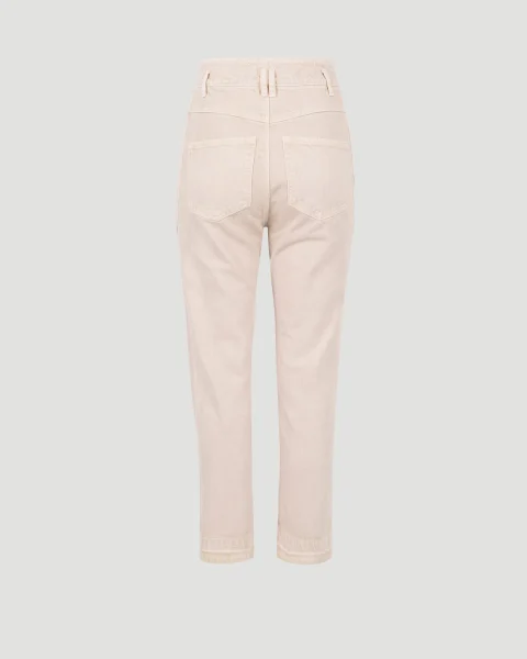 Tucson High Waist Cotton Denim Pants in Beige — снимка 2