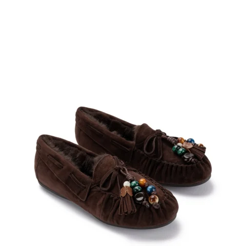 Дамски кафяви мокасини с вълна Rosalia TOSCA BLU — снимка 6