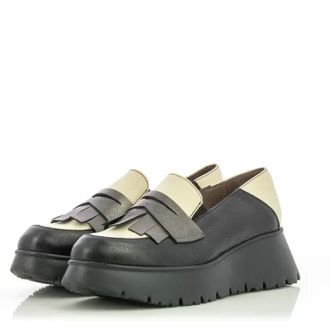 Дамски Мокасини WONDERS – C-7312 MEDIANOCHE NEGRO/CREAM/PLOMO — снимка 3