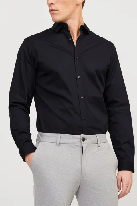 Риза Jprblacardiff L/S 12201905 C-N10 black — снимка 2