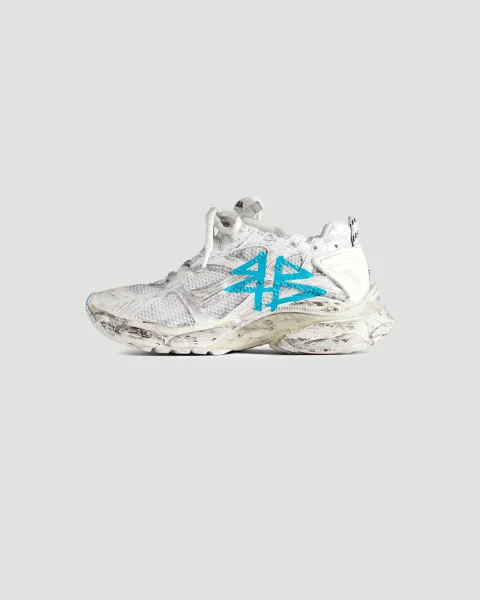 Runner Graffiti Sneaker in White and Blue — снимка 4