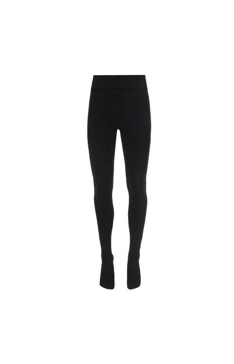 Mid-Rise Cotton-Blend Tights in Black