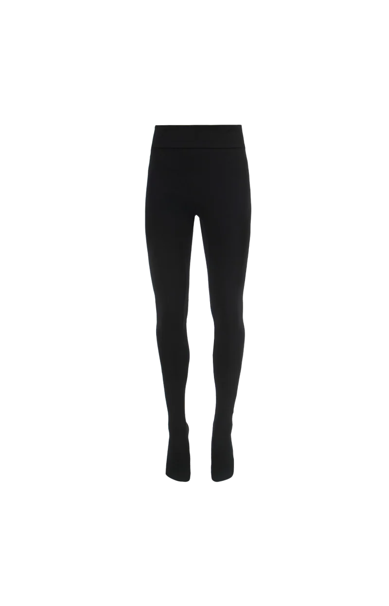 Mid-Rise Cotton-Blend Tights in Black