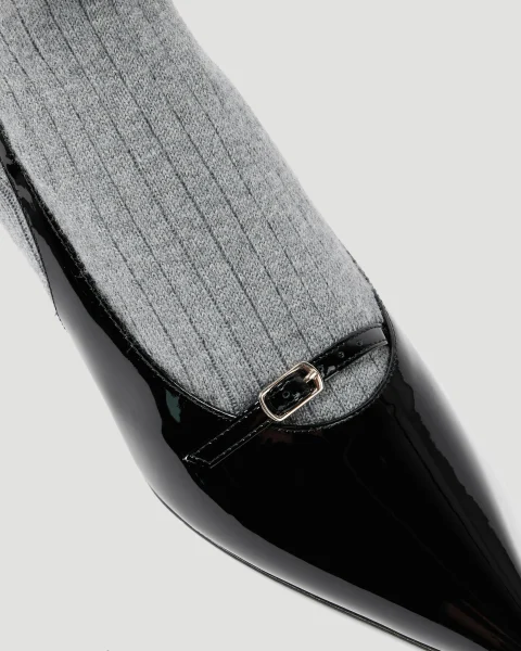 Patent Leather Slingback Pumps with Socks — снимка 3
