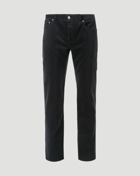 Relaxed Slim Pants in Faded Black Corduroy