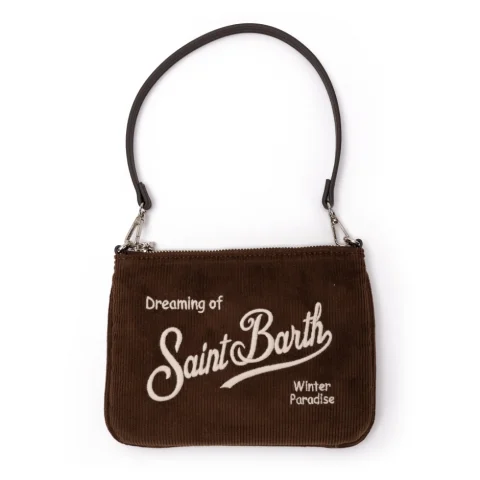 Дамска кафява чантичка Parisienne Corduroy SAINT BARTH