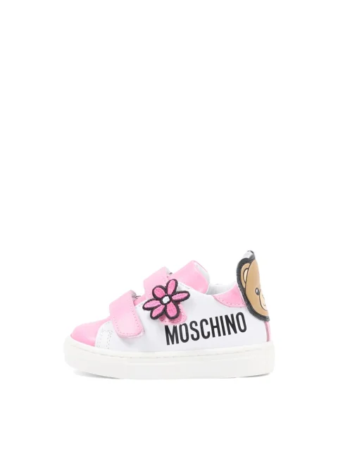 Кожени кецове с флорален мотив Moschino Kids — снимка 4