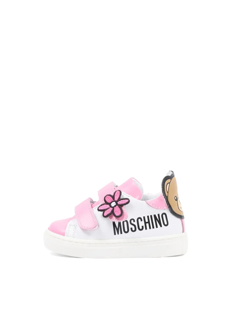 Кожени кецове с флорален мотив Moschino Kids — снимка 4