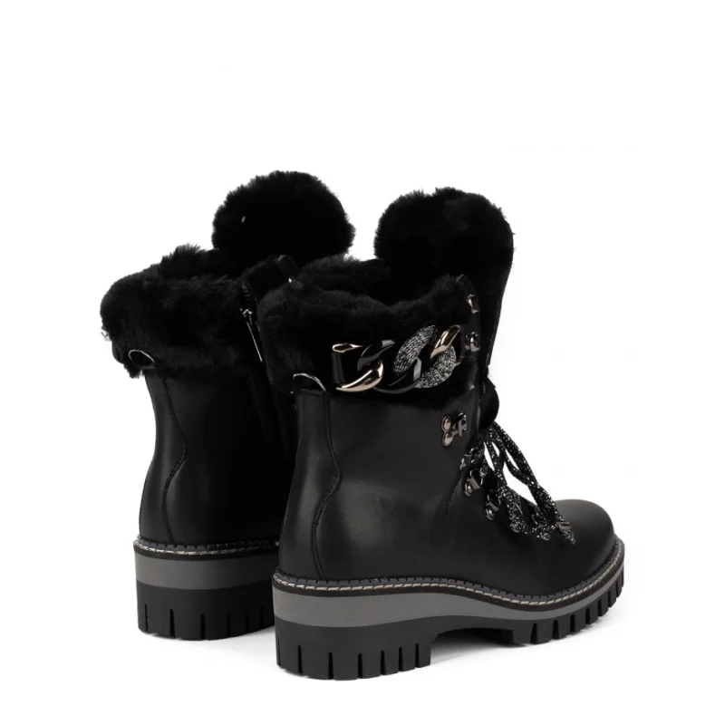 Дамски черни боти с вълна New Italia Shoes — снимка 9