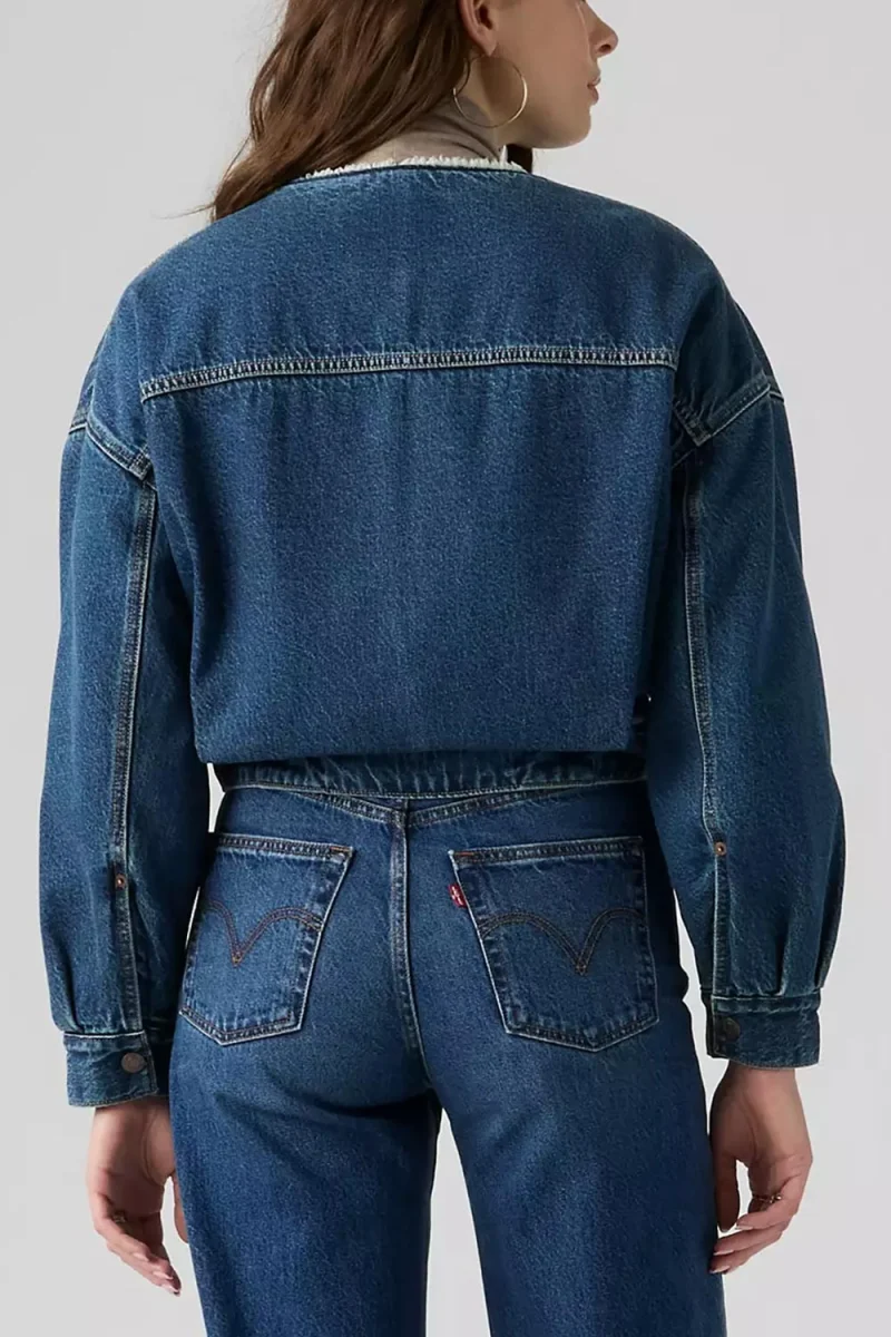 Яке Collarless Crop Sherpa Trucker 0088Z0000 rogue rumor — снимка 2