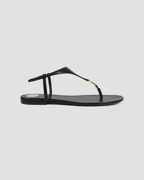 Cassandra Sandals in Black Smooth Leather