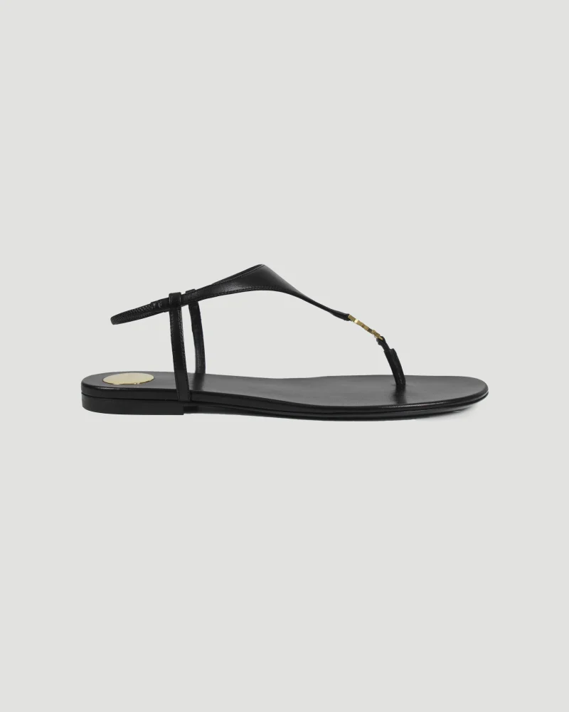 Cassandra Sandals in Black Smooth Leather