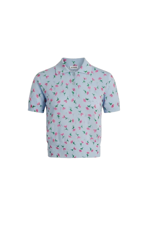 Cotton Blend Printed Poloshirt
