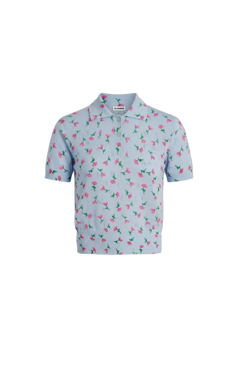 Cotton Blend Printed Poloshirt