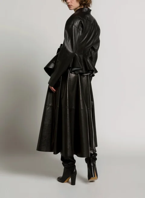 Кожено яке с панделка Alberta Ferretti — снимка 3