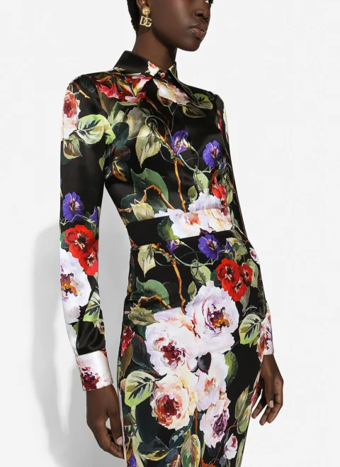 Копринена риза с флорален принт 'rose garden' Dolce&Gabbana — снимка 2