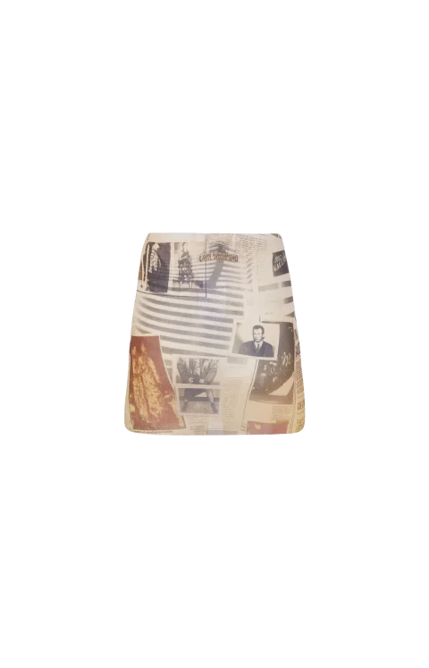 Mesh Printed Journal Mini Skirt — снимка 2