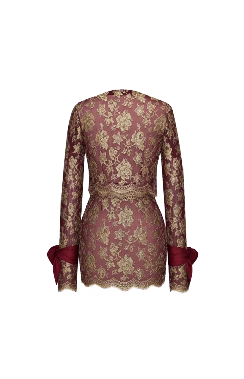 Lavallière-Cuff Mini Dress in Metallic Lace — снимка 2