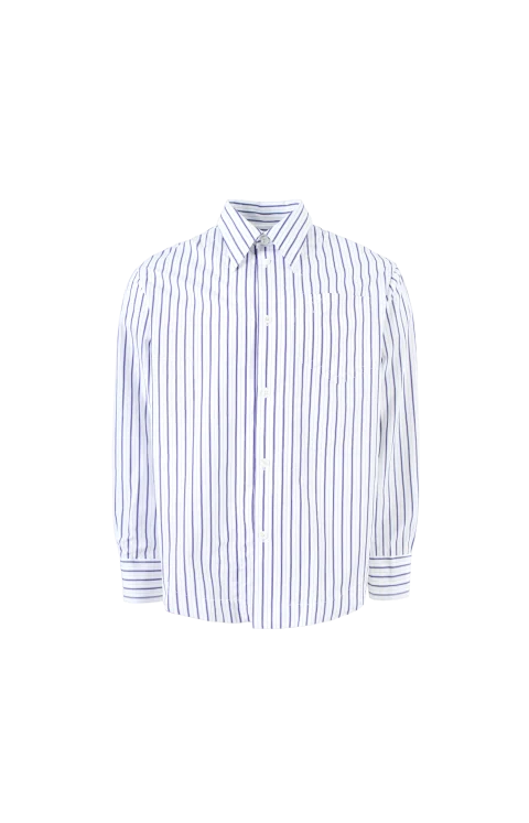 White Striped Cotton Ami de Coeur Wide Shirt
