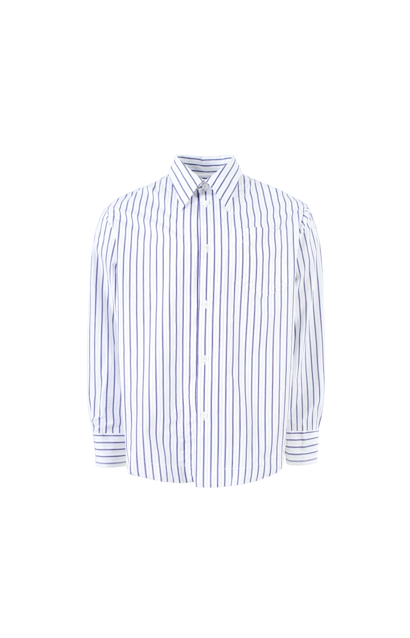 White Striped Cotton Ami de Coeur Wide Shirt