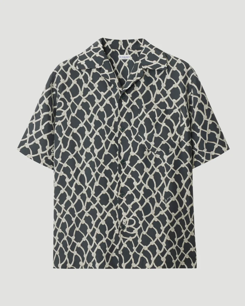 Relaxed Fit Knot Silk Shirt in Magnet