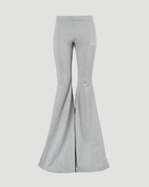 Cotton Flared Pants in Light Grey