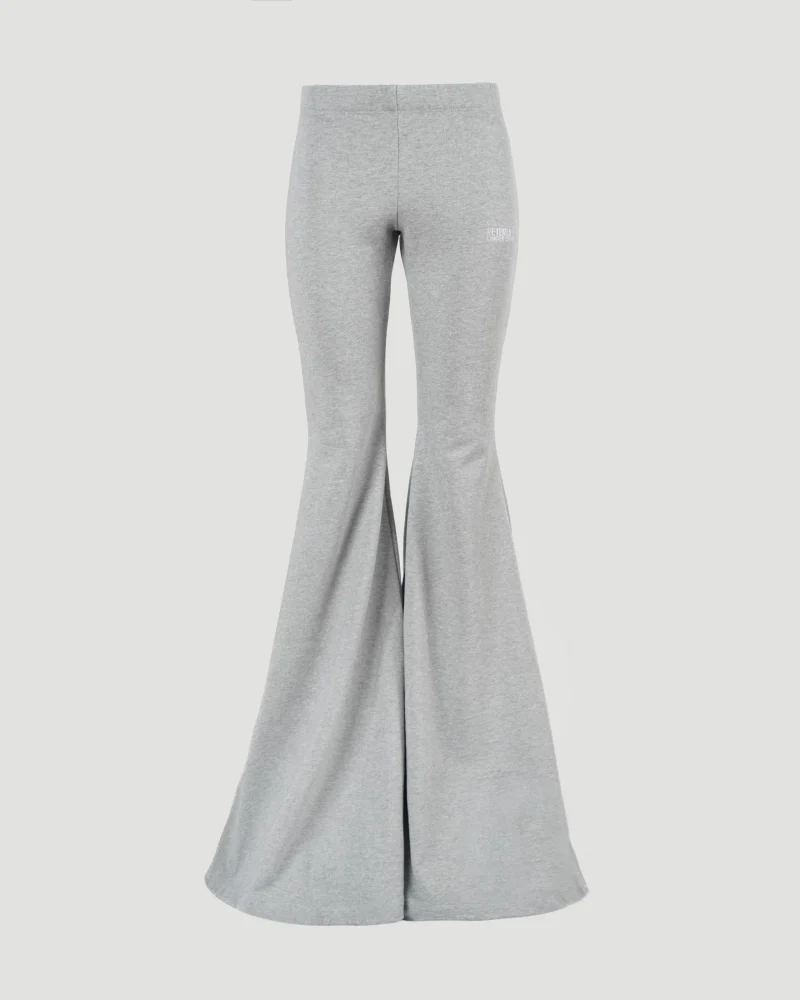 Cotton Flared Pants in Light Grey