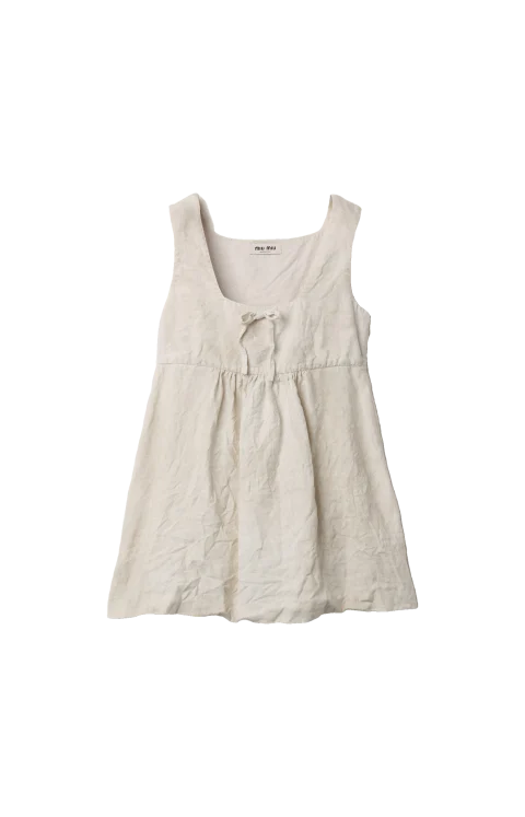 Linen Mini-Dress in Chalk White