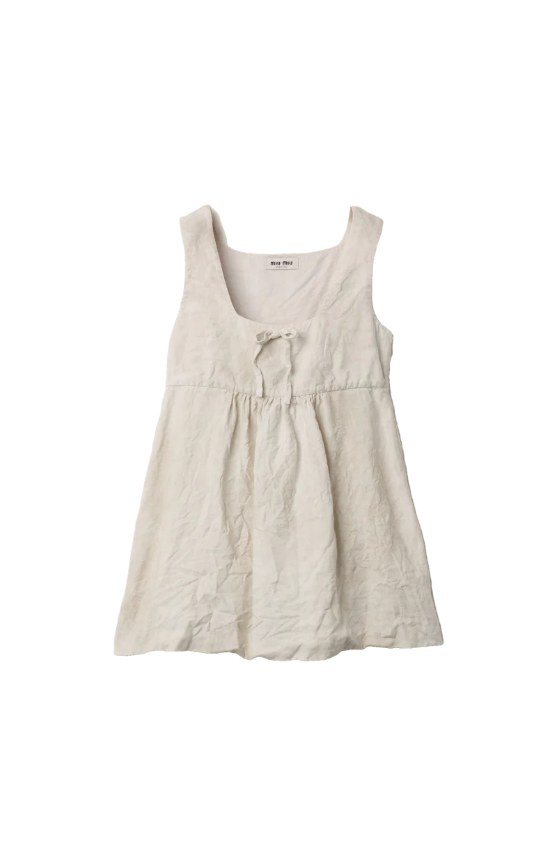 Linen Mini-Dress in Chalk White