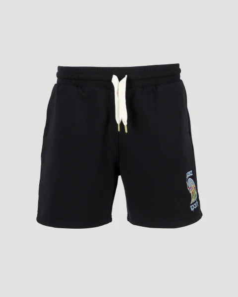 Cotton Track Shorts in Black