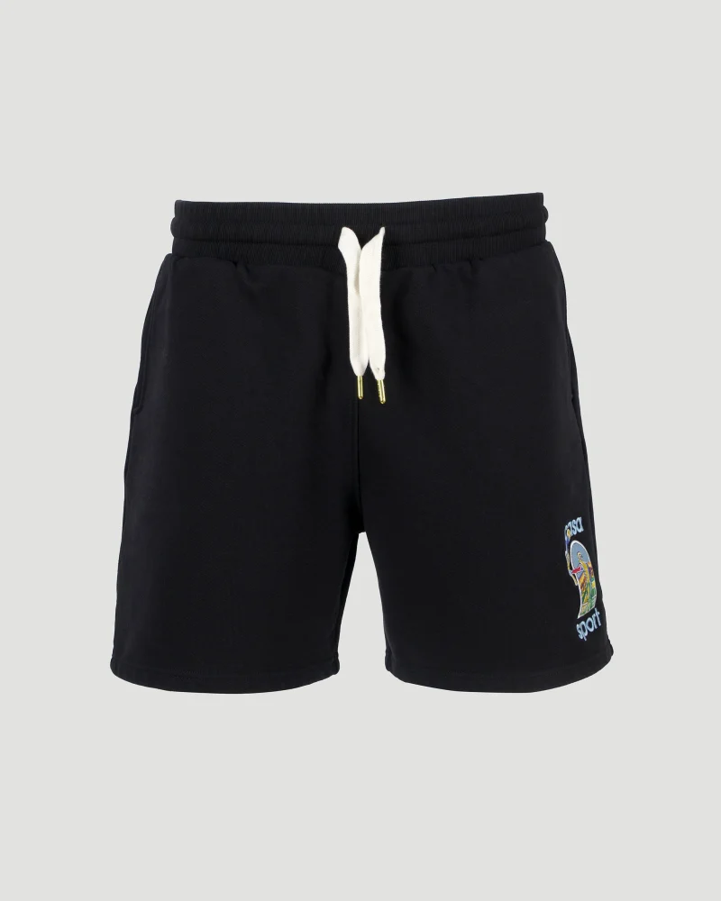 Cotton Track Shorts in Black