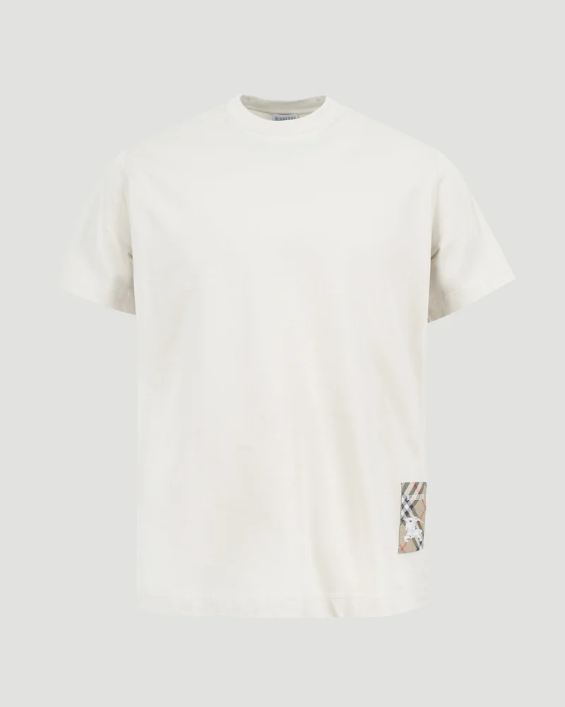 Check-Logo Patch Cotton T-Shirt in Chalk