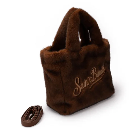 Дамска кафява чанта Colette Soft Fur SAINT BARTH — снимка 5