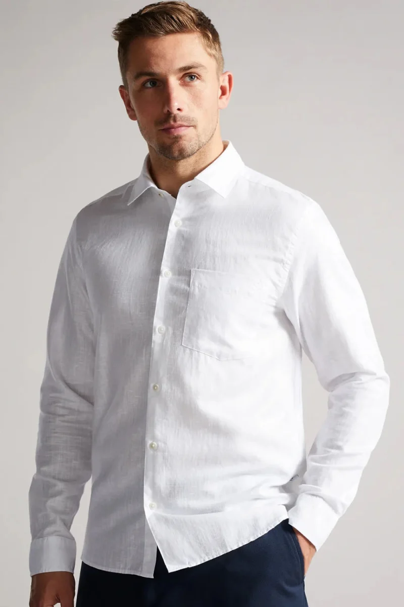 Риза Remark Long Sleeve Smart Linen Shirt 259147 white — снимка 2