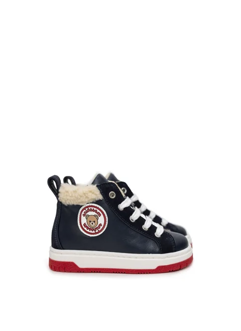 Кожени обувки с мека подплата Moschino Kids
