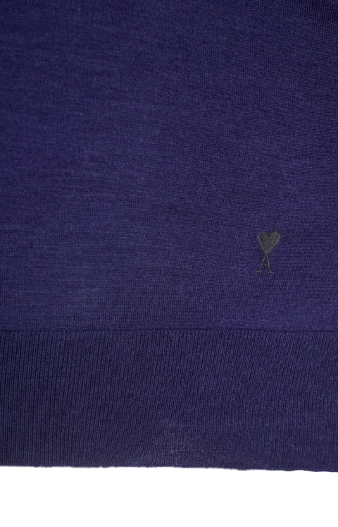 Blue Thin Wool Short Sleeves Ami de Coeur Polo — снимка 2
