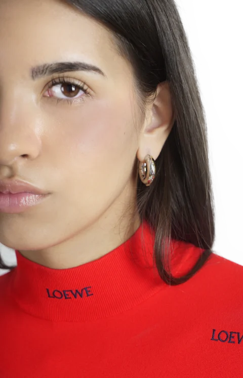 Blown Inflated Hoop Earrings in Brass — снимка 2