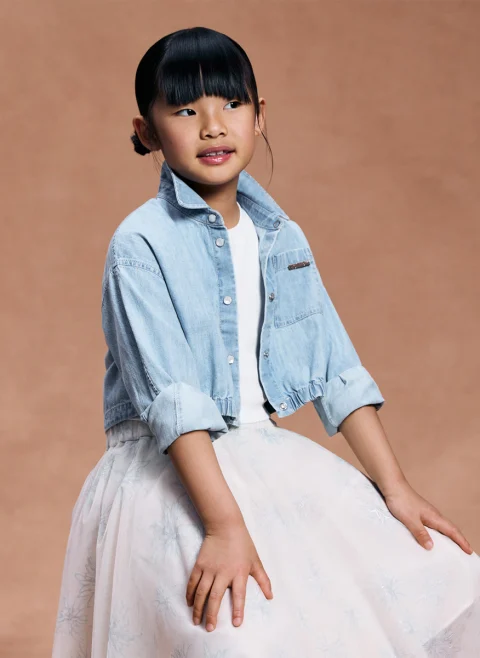 Риза от деним Brunello Cucinelli Kids 4-6 — снимка 4