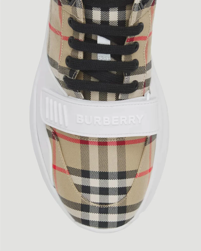 Vintage Check-Pattern Touch-Strap Sneakers — снимка 5