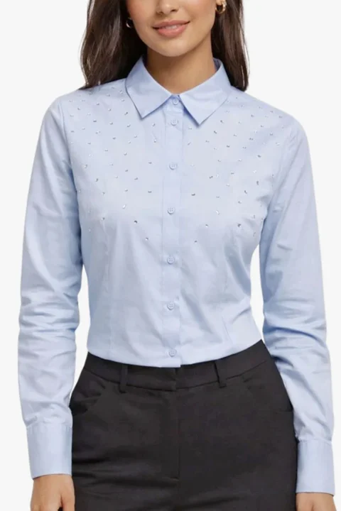 Риза Onlevora Aida Ls Fit 15366704 16-3922 TCX brunnera blue — снимка 2