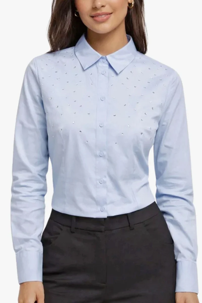 Риза Onlevora Aida Ls Fit 15366704 16-3922 TCX brunnera blue — снимка 2