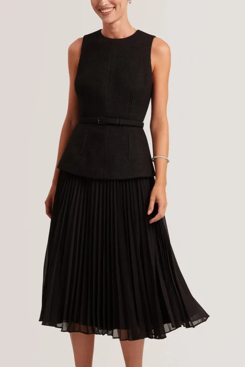 Рокля Raddimk Boucle Top Pleated Midi 285302 black — снимка 2