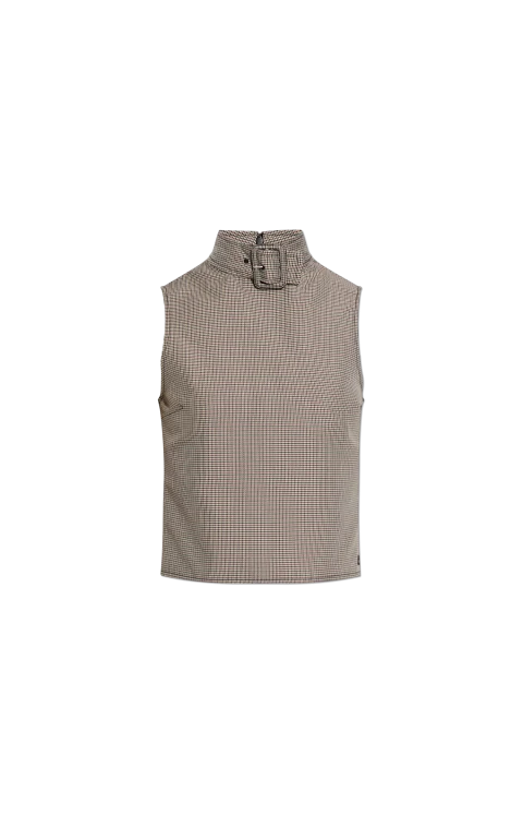 Buckle Houndstooth-Pattern Top