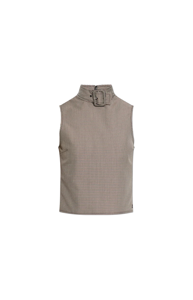 Buckle Houndstooth-Pattern Top