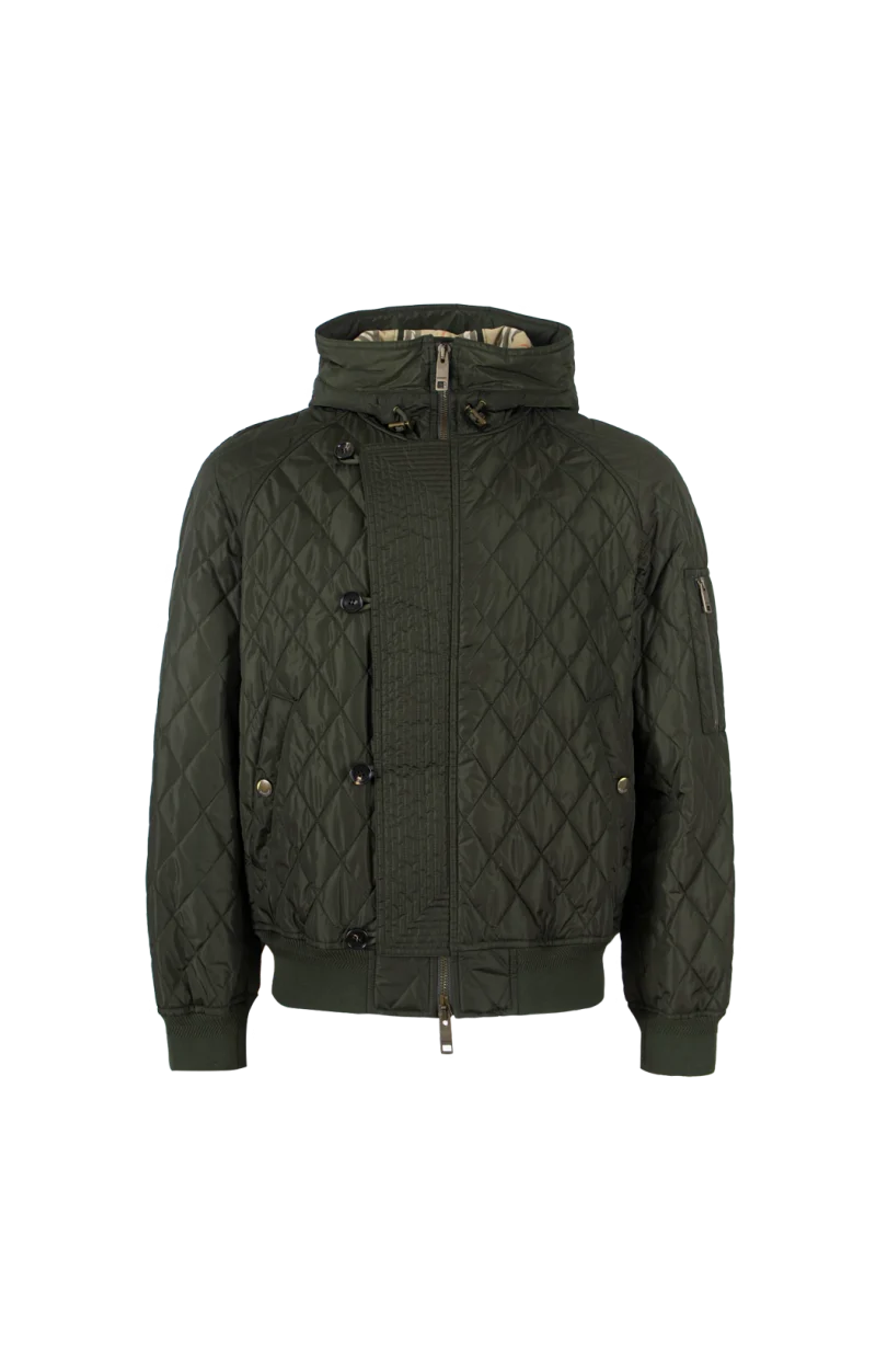 Hooded Quilted Nylon Bomber Jacket